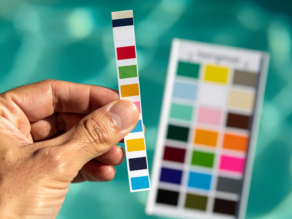 Contrôle du pH de l'eau avec une bandelette de test